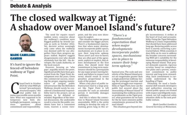 Manoel Island - Traffic and Tigné's Shadow (2 articles published today)